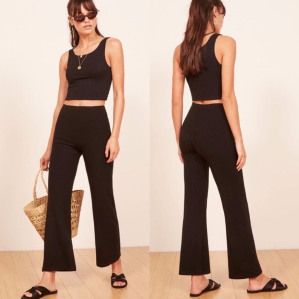Reformation Black Ribbed The Stone Pants Small